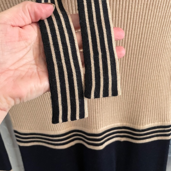 Vintage 60s 70s Knit Midi dress Concelli Academia Varsity Tie-front Blokecore 12 - Picture 9 of 13